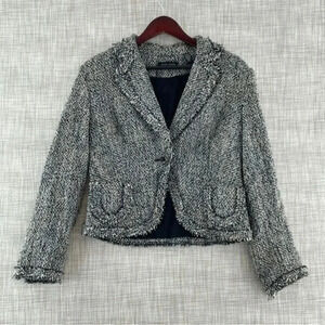 Valerie Stevens lines raw hem woven textured blazer Women's 10P. 8741/b